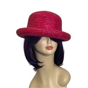 Red - Straw Bolero - Vintage Retro  Hat